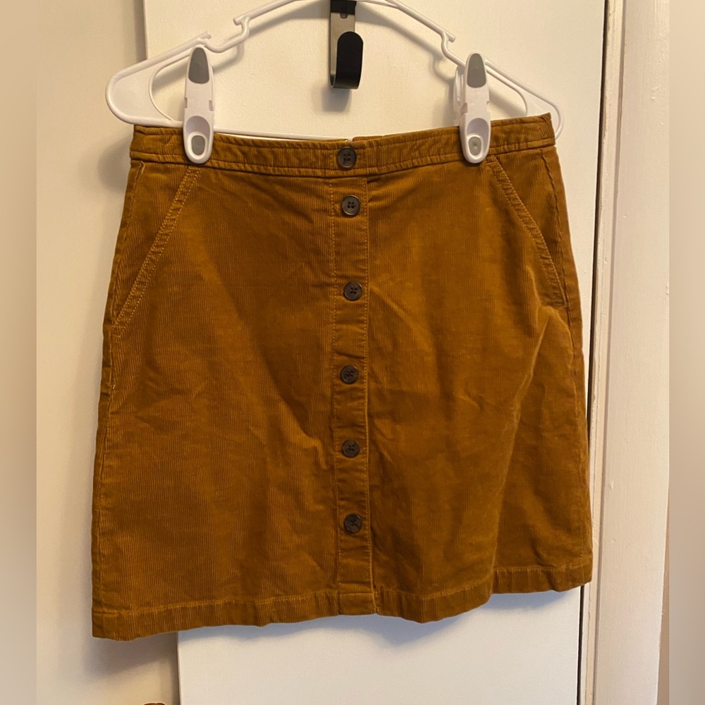 J Crew Mini Skirt with Button Accents Caramel Brown Sz 4